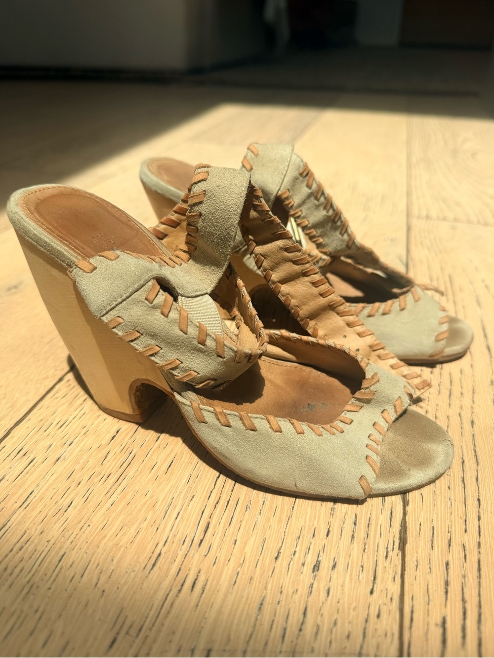 Madison Harding Neutral Suede Open-Toe Heeled Sandals